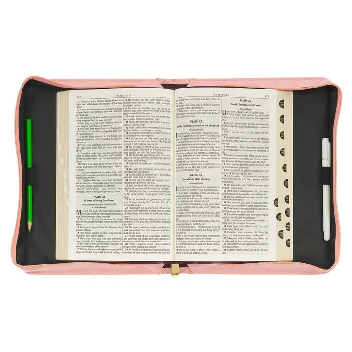 Strength & Dignity Pink Rose Faux Leather Bible Cover